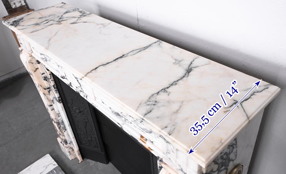 Cheminée de style Louis XVI à cannelure, en marbre Paonazzo Cheminée de style Louis XVI à cannelure, en marbre Paonazzo-14