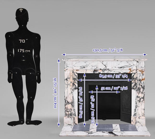 Cheminée de style Louis XVI à cannelure, en marbre Paonazzo Cheminée de style Louis XVI à cannelure, en marbre Paonazzo-15