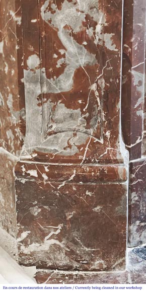 Cheminée style Louis XV modèle Pompadour, en marbre rouge du Nord-4