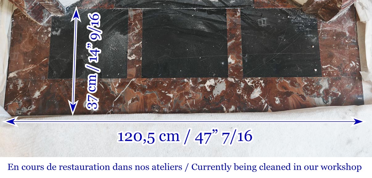 Cheminée style Louis XV modèle Pompadour, en marbre rouge du Nord-8