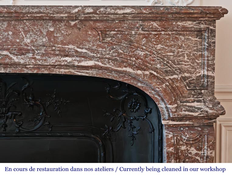 Importante cheminée de style Régence en marbre Rouge Royale Importante cheminée de style Régence en marbre Rouge Royale-6