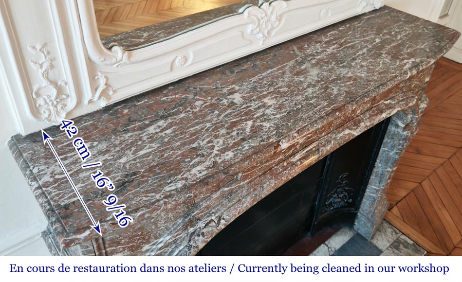 Importante cheminée de style Régence en marbre Rouge Royale Importante cheminée de style Régence en marbre Rouge Royale-10