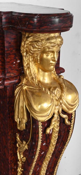 Cheminée de style Louis XVI en marbre rouge griotte et au décor de bronzes dorés Cheminée de style Louis XVI en marbre rouge griotte et au décor de bronzes dorés-10