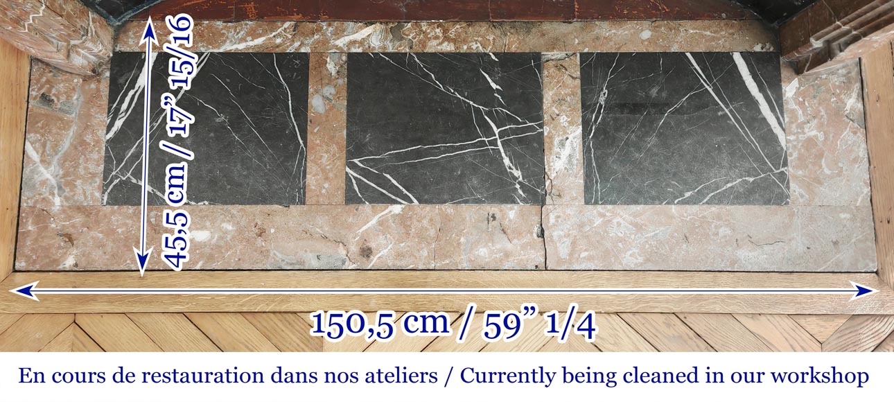 Cheminée de style Louis XV décorée d'une palmette, en marbre Rouge du Nord-10