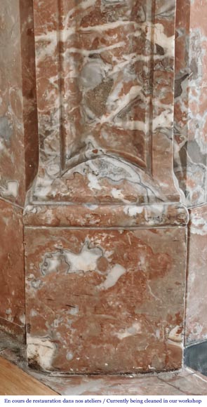 Cheminée de style Louis XV modèle Pompadour, en marbre Rouge du Nord Cheminée de style Louis XV modèle Pompadour, en marbre Rouge du Nord-4