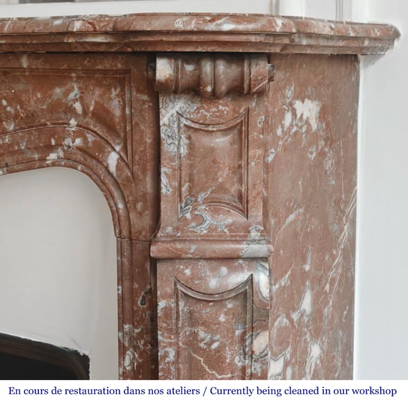 Cheminée de style Louis XV modèle Pompadour, en marbre Rouge du Nord Cheminée de style Louis XV modèle Pompadour, en marbre Rouge du Nord-6