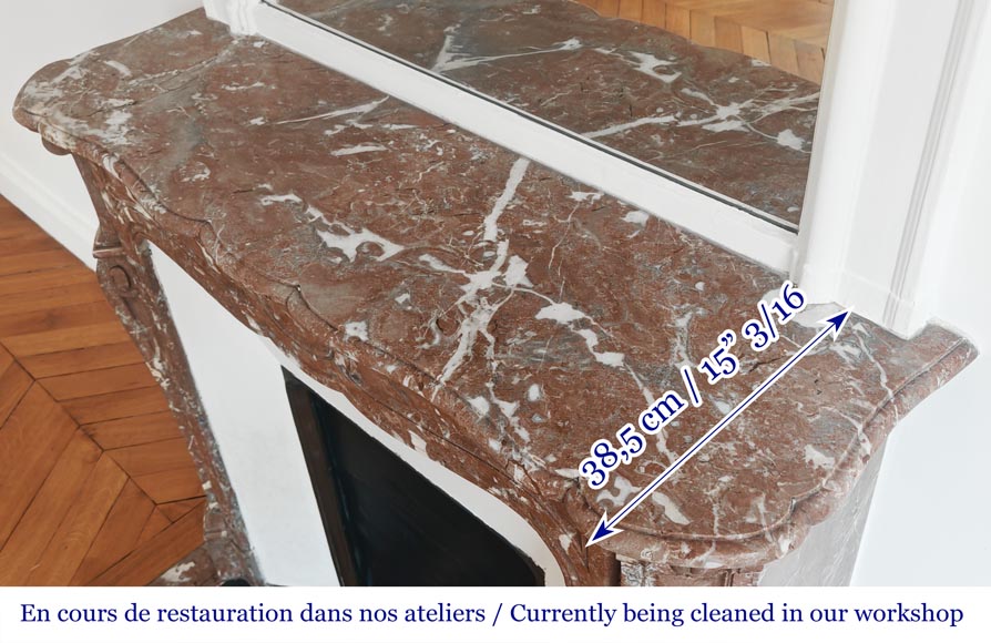 Cheminée de style Louis XV modèle Pompadour, en marbre Rouge du Nord Cheminée de style Louis XV modèle Pompadour, en marbre Rouge du Nord-9