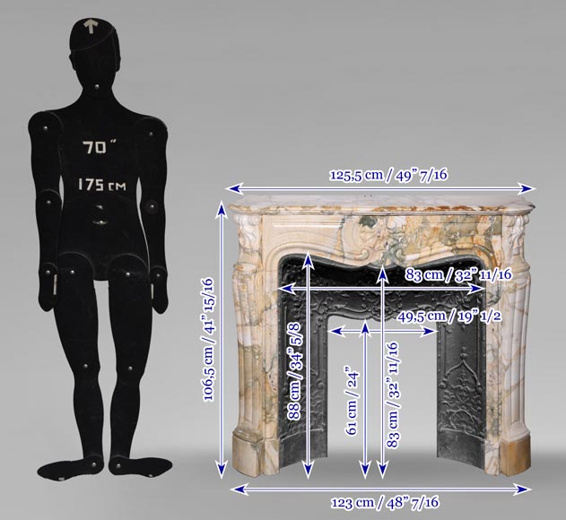 Cheminée de style Louis XV à trois coquilles en brèche de Médou-10