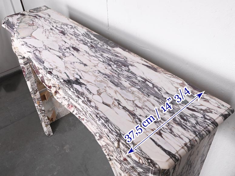 Cheminée de style Régence décorée d'une palmette, en marbre brèche violette-9