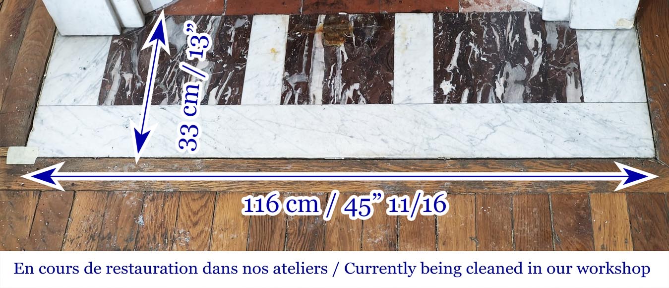 Cheminée de style Louis XVI moulurée en marbre de Carrare-8