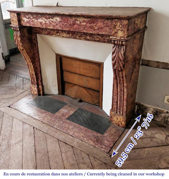 Cheminée de style Napoléon III en marbre Brocatelle rose Cheminée de style Napoléon III en marbre Brocatelle rose-5