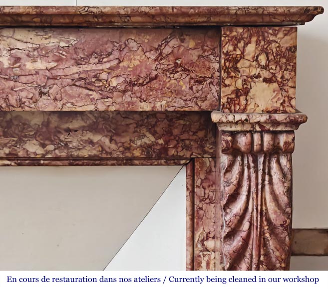 Cheminée de style Napoléon III en marbre Brocatelle rose Cheminée de style Napoléon III en marbre Brocatelle rose-6