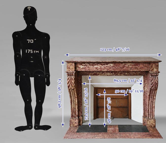 Cheminée de style Napoléon III en marbre Brocatelle rose Cheminée de style Napoléon III en marbre Brocatelle rose-9