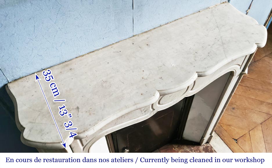 Cheminée de style Louis XV modèle Pompadour en marbre de Carrare-8