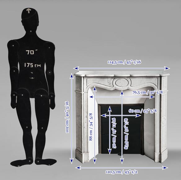 Cheminée de style Louis XV modèle Pompadour en marbre de Carrare-9