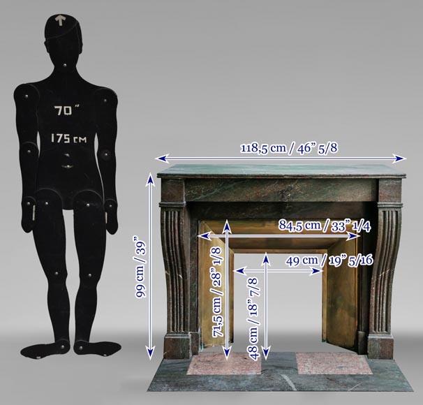 Cheminée de style Napoléon III dans un marbre proche du Campan, avec son intérieur en laiton-10