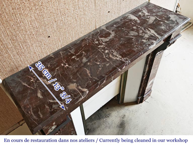 Cheminée de style Napoléon III type modillon, en marbre rouge du nord-8