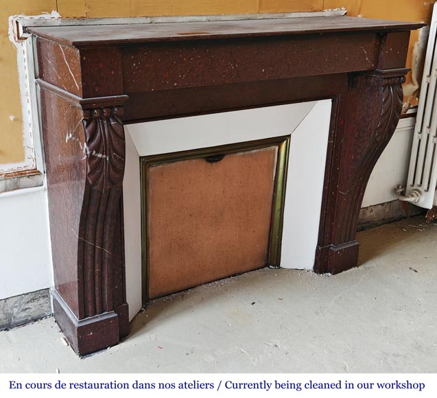 Cheminée de style Napoléon III en marbre rouge griotte-2