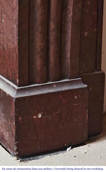 Cheminée de style Napoléon III en marbre rouge griotte-4