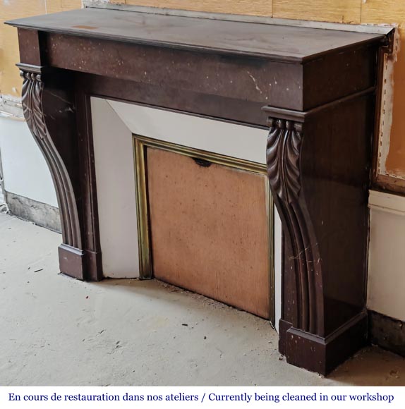 Cheminée de style Napoléon III en marbre rouge griotte-5