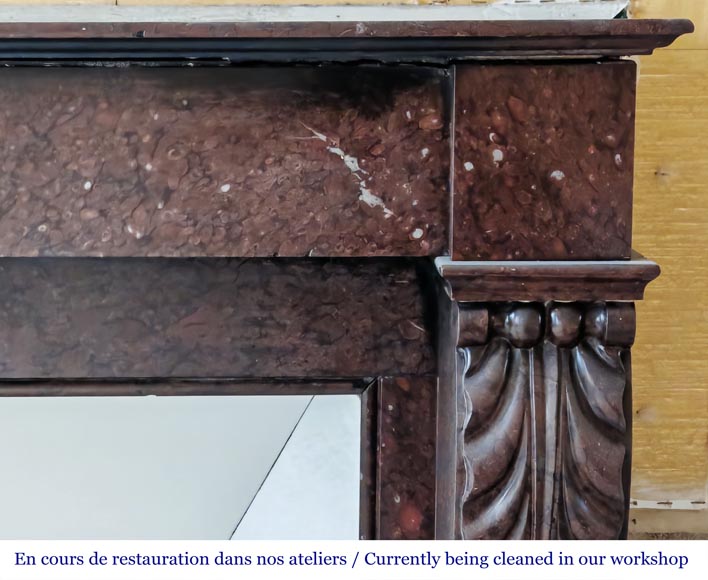 Cheminée de style Napoléon III en marbre rouge griotte-6