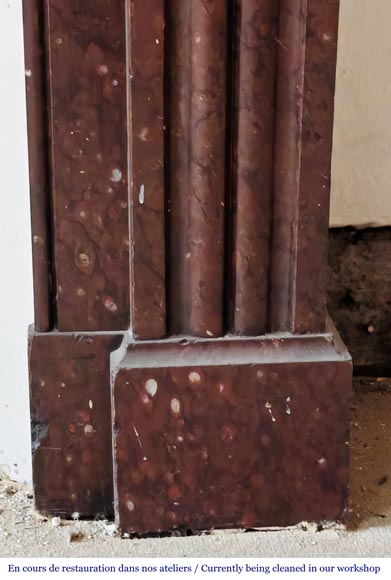 Cheminée de style Napoléon III en marbre rouge griotte-7