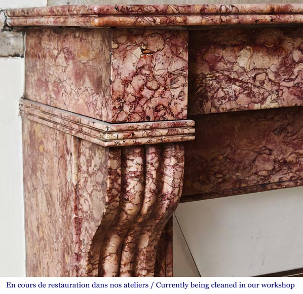 Cheminée de style Napoléon III modèle modillon en marbre Brocatelle-3