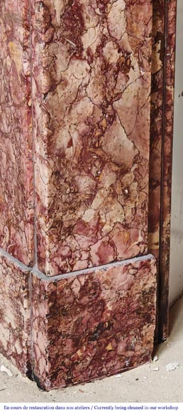 Cheminée de style Napoléon III modèle modillon en marbre Brocatelle-4