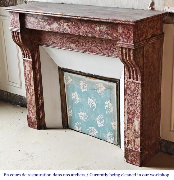 Cheminée de style Napoléon III modèle modillon en marbre Brocatelle-5