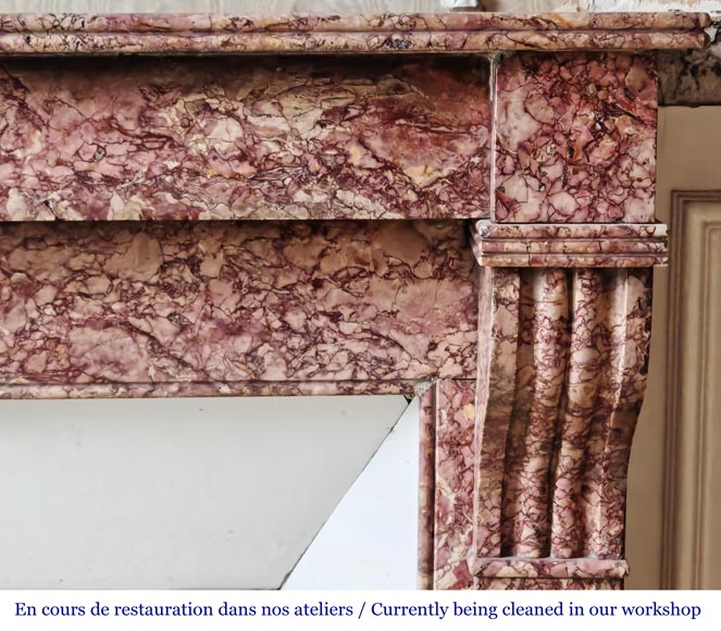 Cheminée de style Napoléon III modèle modillon en marbre Brocatelle-6
