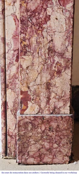 Cheminée de style Napoléon III modèle modillon en marbre Brocatelle-7