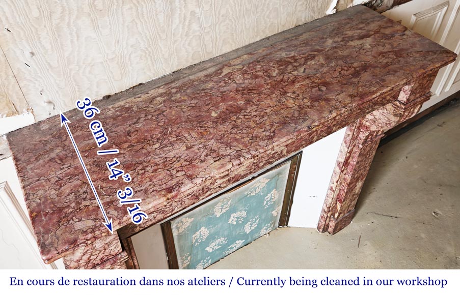 Cheminée de style Napoléon III modèle modillon en marbre Brocatelle-8