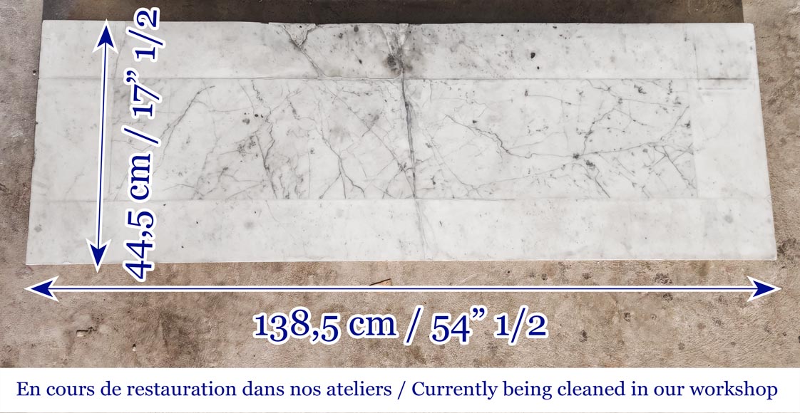 Cheminée de style Louis XVI à colonnes et chapiteaux ioniques, en marbre demi statuaire Cheminée de style Louis XVI à colonnes et chapiteaux ioniques, en marbre demi statuaire-13
