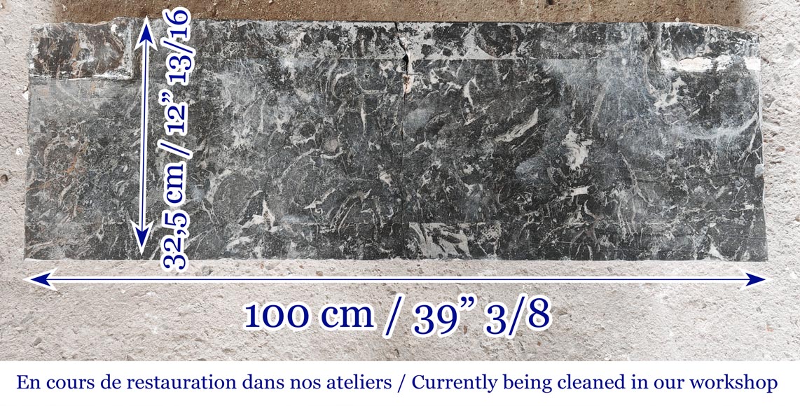 Cheminée d'époque Louis XVI moulurée, en marbre gris Saint-Anne-8