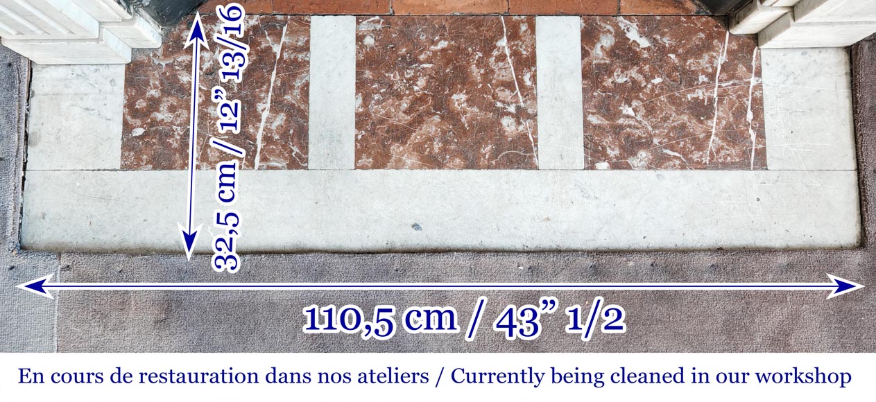 Cheminée de style Louis XVI aux marguerites stylisées, en marbre de Carrare Cheminée de style Louis XVI aux marguerites stylisées, en marbre de Carrare-8