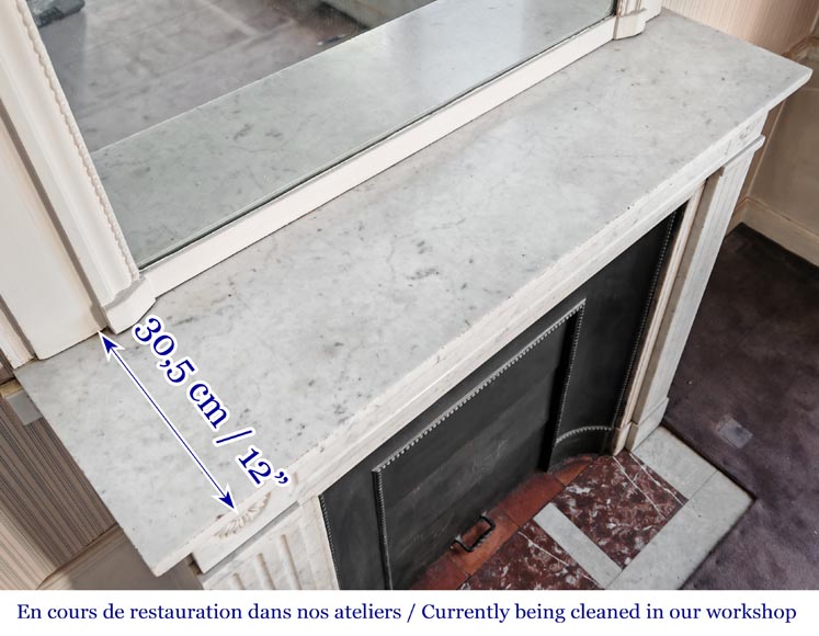 Cheminée de style Louis XVI aux marguerites stylisées, en marbre de Carrare Cheminée de style Louis XVI aux marguerites stylisées, en marbre de Carrare-9