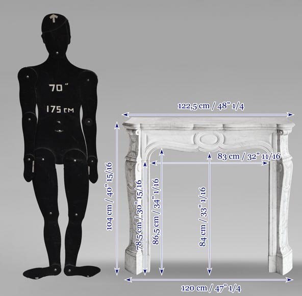 Cheminée de style Louis XV modèle Pompadour, en marbre de Carrare-9