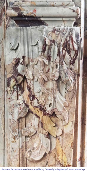 Cheminée de style Louis XV en marbre Sarrancolin très mouvementée-6
