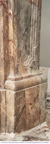 Cheminée de style Louis XV en marbre Sarrancolin très mouvementée-10