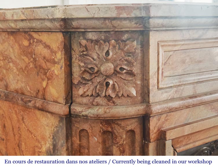 Cheminée de style Louis XVI aux coins arrondis en marbre coloré-4