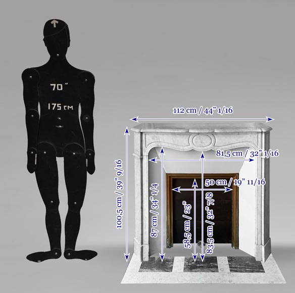 Cheminée de style Louis XV modèle Pompadour en marbre de Carrare Cheminée de style Louis XV modèle Pompadour en marbre de Carrare-10