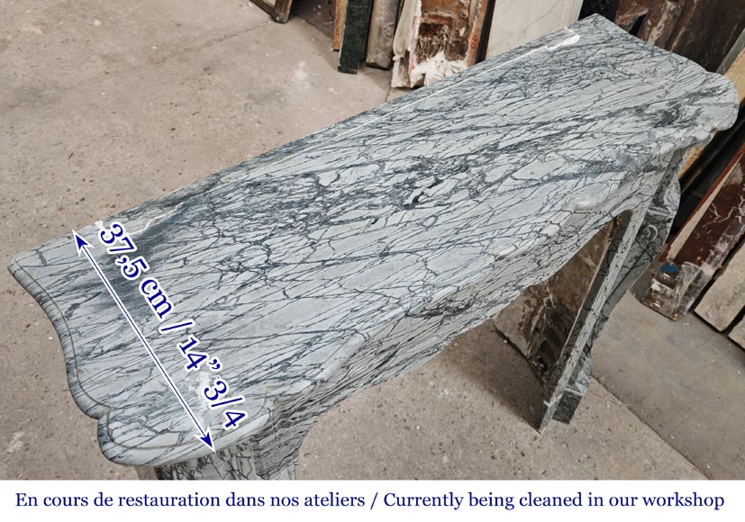 Cheminée de style Louis XV modèle Pompadour en marbre bleu fleuri Cheminée de style Louis XV modèle Pompadour en marbre bleu fleuri-8