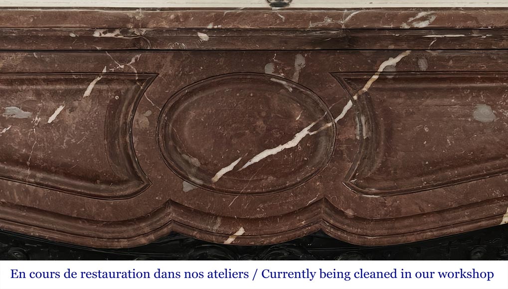 Cheminée de style Louis XV modèle Pompadour en marbre rouge du nord-1