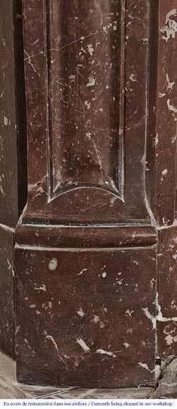 Cheminée de style Louis XV modèle Pompadour en marbre rouge du nord-4