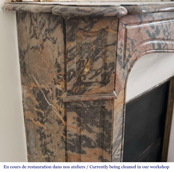 Cheminée de style Louis XV modèle Pompadour en marbre rose enjuguerai-3