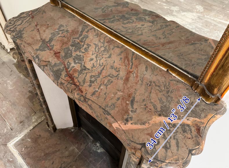 Cheminée de style Louis XV modèle Pompadour en marbre rose enjuguerai-9