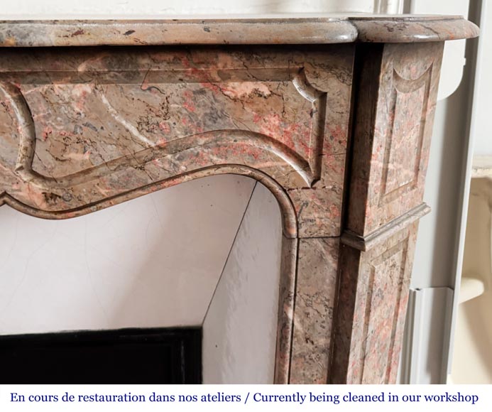 Cheminée de style Louis XV modèle Pompadour en marbre rose enjugerais-6