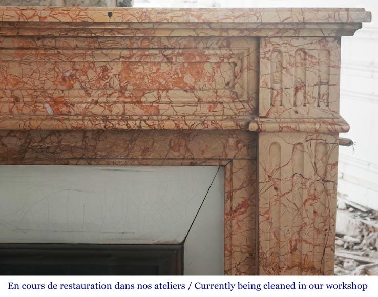 Cheminée de style Louis XVI en marbre brocatelle-6