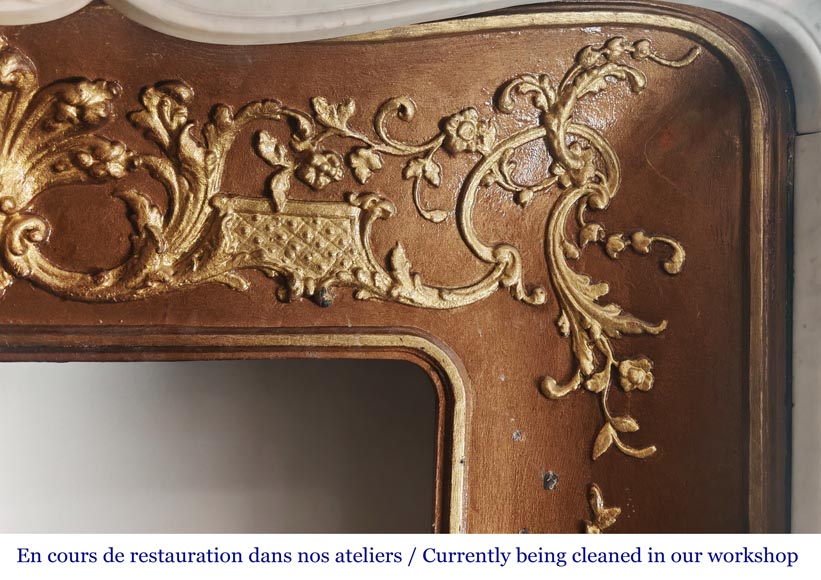Cheminée de style Louis XV au décor floral, en marbre de Carrare Cheminée de style Louis XV au décor floral, en marbre de Carrare-12