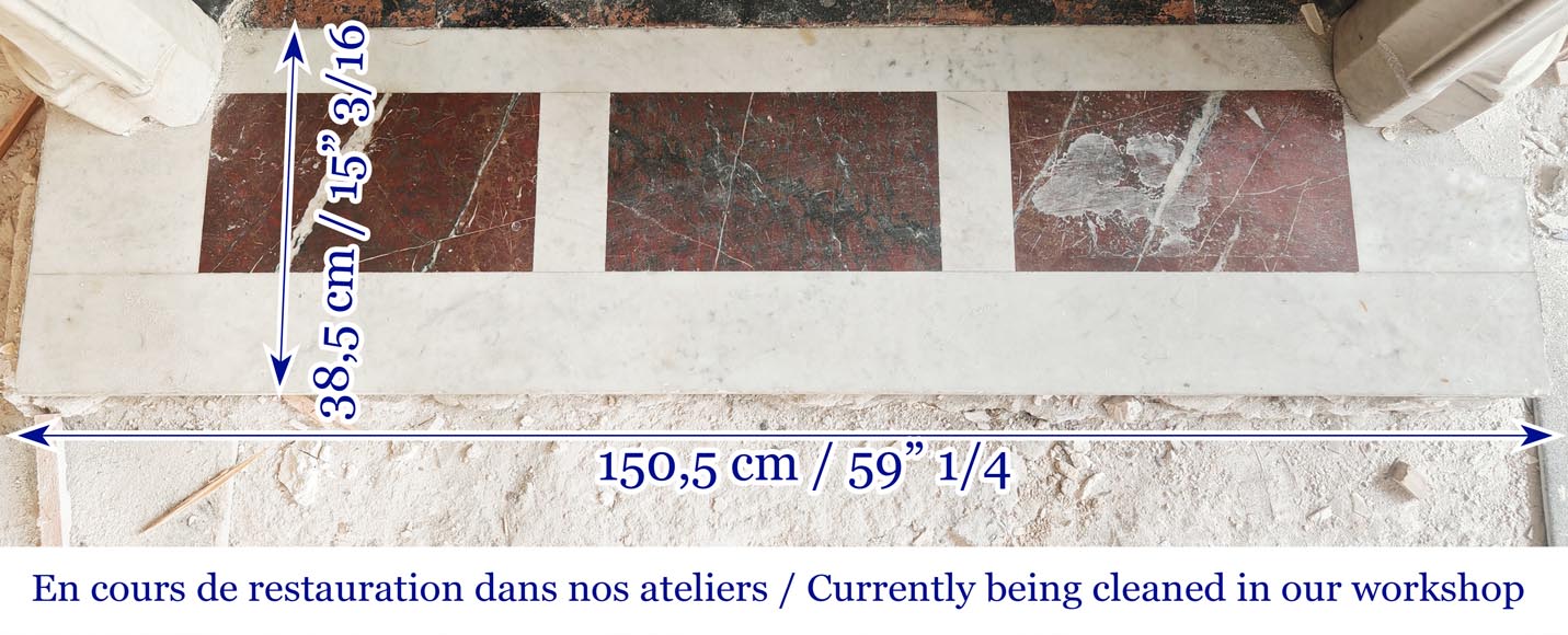 Cheminée de style Louis XV décorée d'une palmette, en marbre de Carrare-11